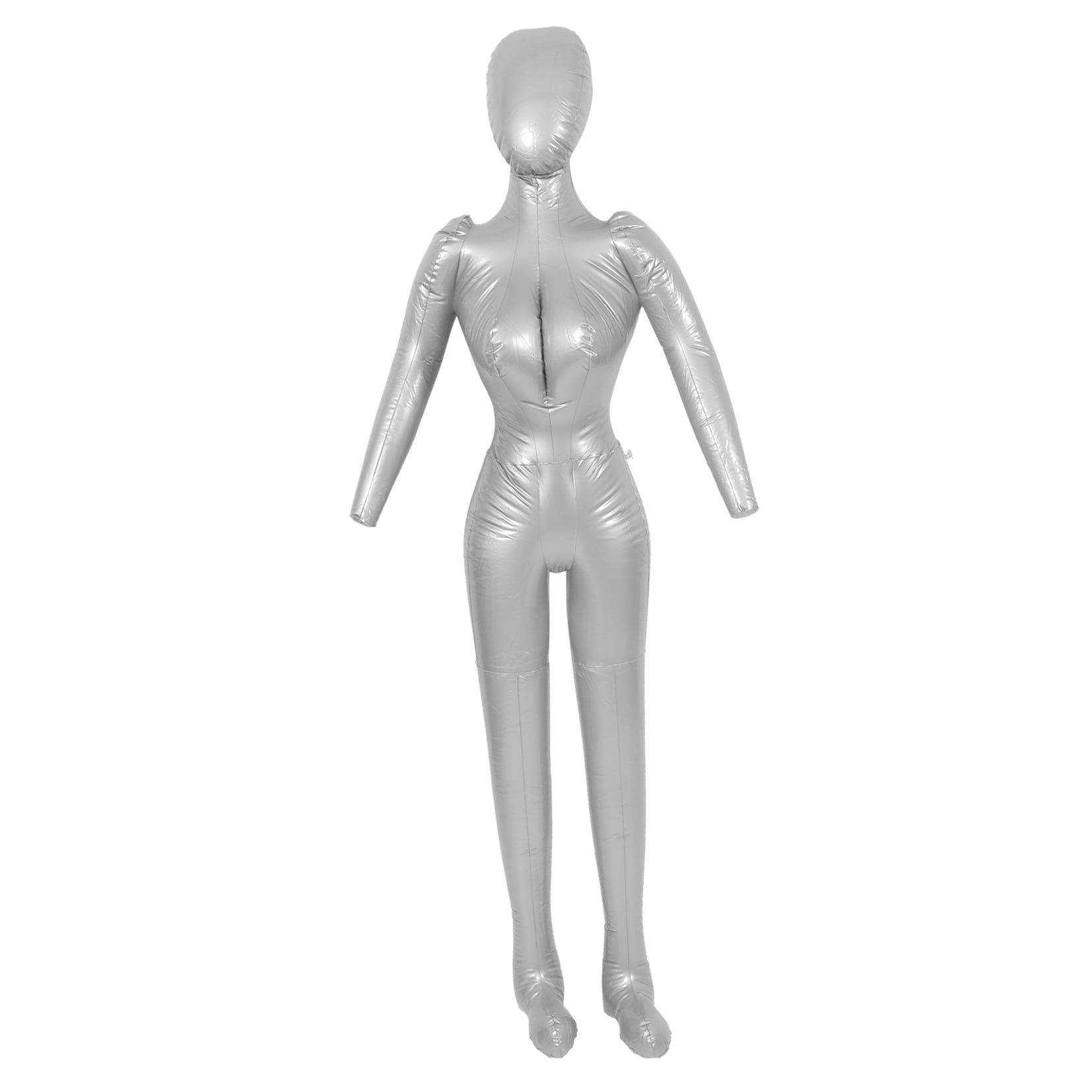 OUNONA Inflatable Female Mannequin for Clothes Display Made of PVC Silver Color Simple and Practical Design