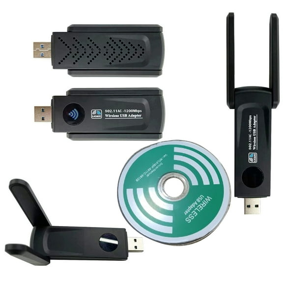 Dual Band WiFi Adapter, Black USB WiFi Adapter 1200M for Desktop Computer