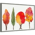 thumbnail image 4 of Kate and Laurel Watercolor 4 Fall Trees Framed Canvas Wall Art  by Patricia Shaw 33 x 23 Sylvie Greywash, Whimsical, Landscapes, Nature, Seasons Art for Wall Decor, Living Room Bedroom, 4 of 8