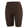 thumbnail image 2 of A2Y Women's Heavyweight High Waist Fitness Workout Seamless Ribbed Biker Shorts Brown SM, 2 of 5