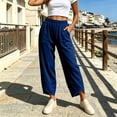thumbnail image 4 of Njagoc3 Cargo Pants Women | Drawstring Waist Relaxed Trousers with Front Patch Pockets | Loose Fit for Fall Casual Daily Wear & Outdoor Activities，Blue，S, 4 of 6