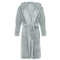 thumbnail image 4 of UQJfacai Women Fleece Hooded Robe Short Cozy Plush Bathrobe Plus Size Soft Warm Winter Long Sleeve Spa Robes with Pockets S-5XL, 4 of 4
