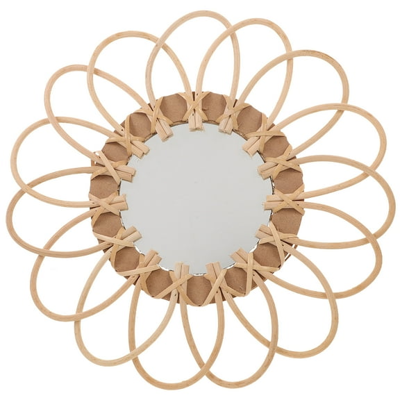 Boho Sunburst Rattan Mirror for Wall Decor
