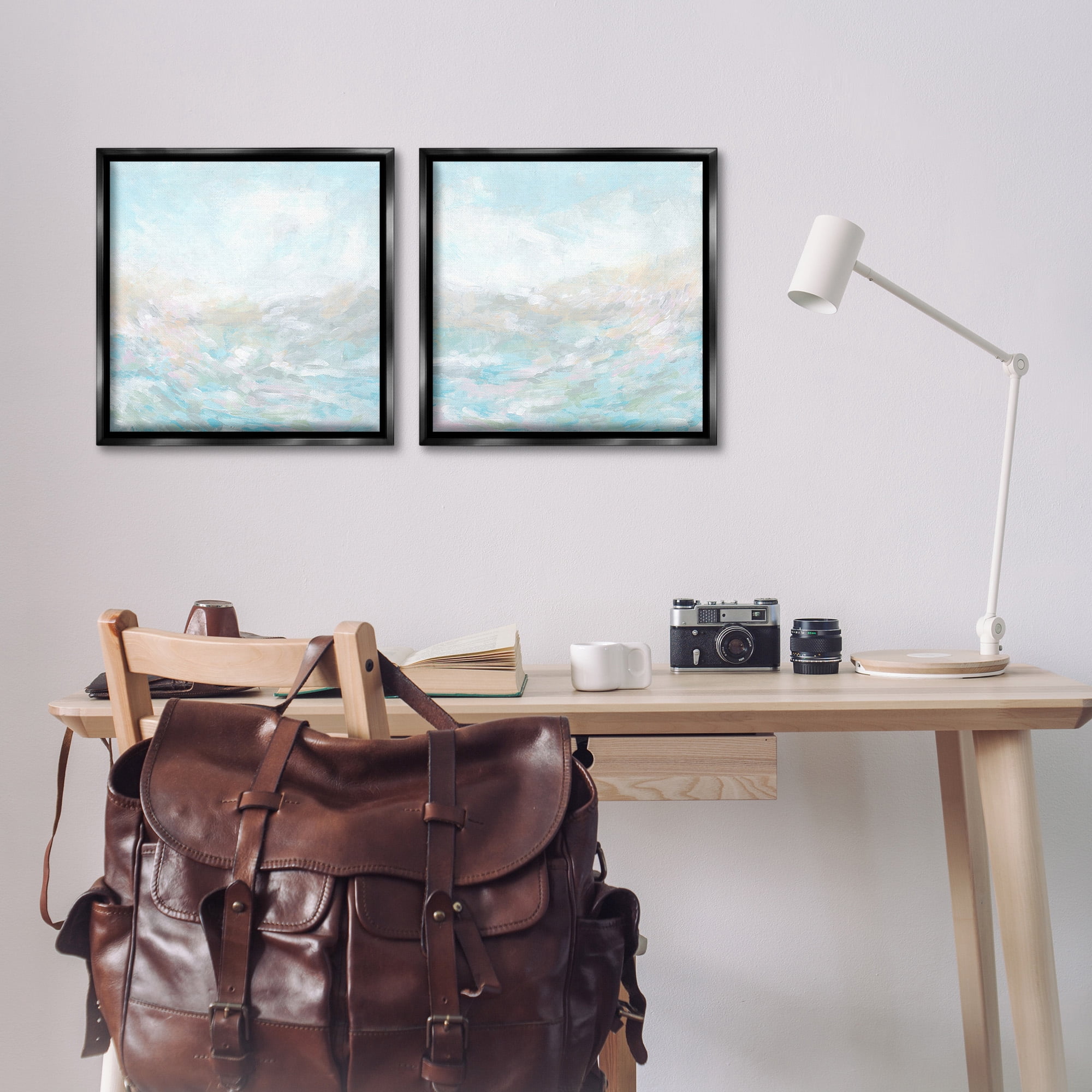 Stupell Industries Abstract Fog Landscape Landscape Painting Black Floater Framed Canvas Art Print Wall Art, 18 x 18, Set of 2