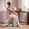 thumbnail image 2 of Wubio Home Office Chair Velvet Desk Chair, Upholstered Modern Swivel Chair with Tufted Barrel Back, Rolling Wheels for Office, Study, Vanity-Pink, 2 of 11