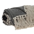 thumbnail image 3 of Boho Beige and Black Handloom Weave Throw with Decorative Tassels, 3 of 4