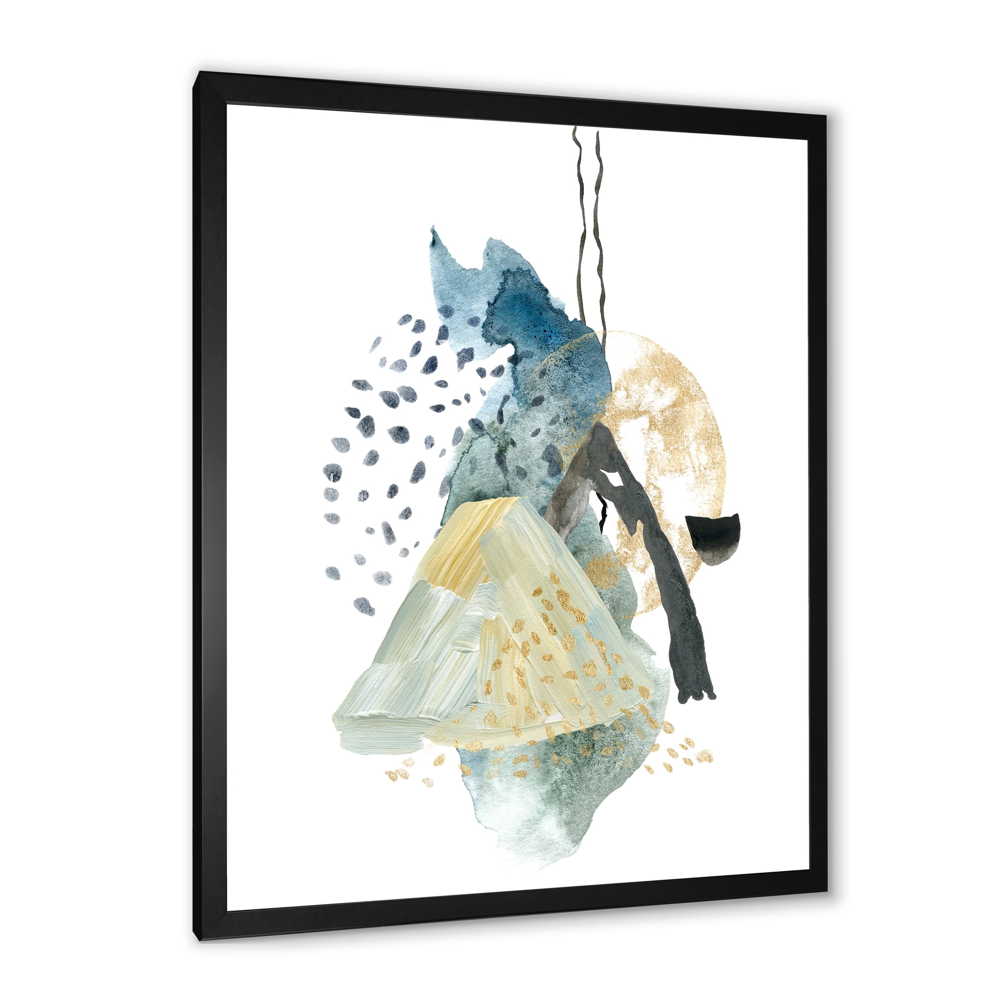 Designart 'Mountain Moon With Gouache Of Abstract Landscape' Modern Framed Art Print