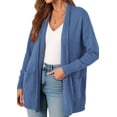thumbnail image 4 of Suéter PRETTYGARDEN Cardigan Largo Abierto Azul XXL, 4 of 5