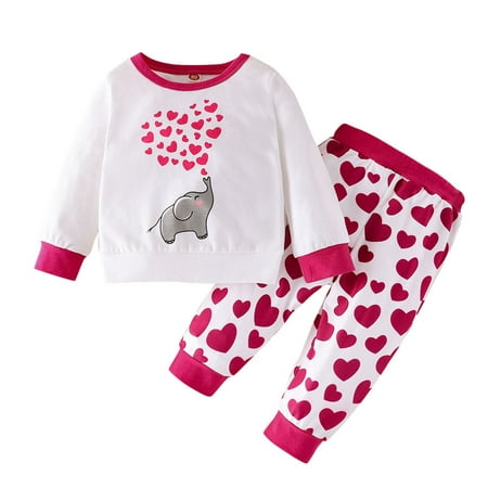 

Heart Toddler Day Shirts Pants Cartoon Outfits Tops Printed T Baby Girls Valentine s Girls Outfits Set Checker Pants