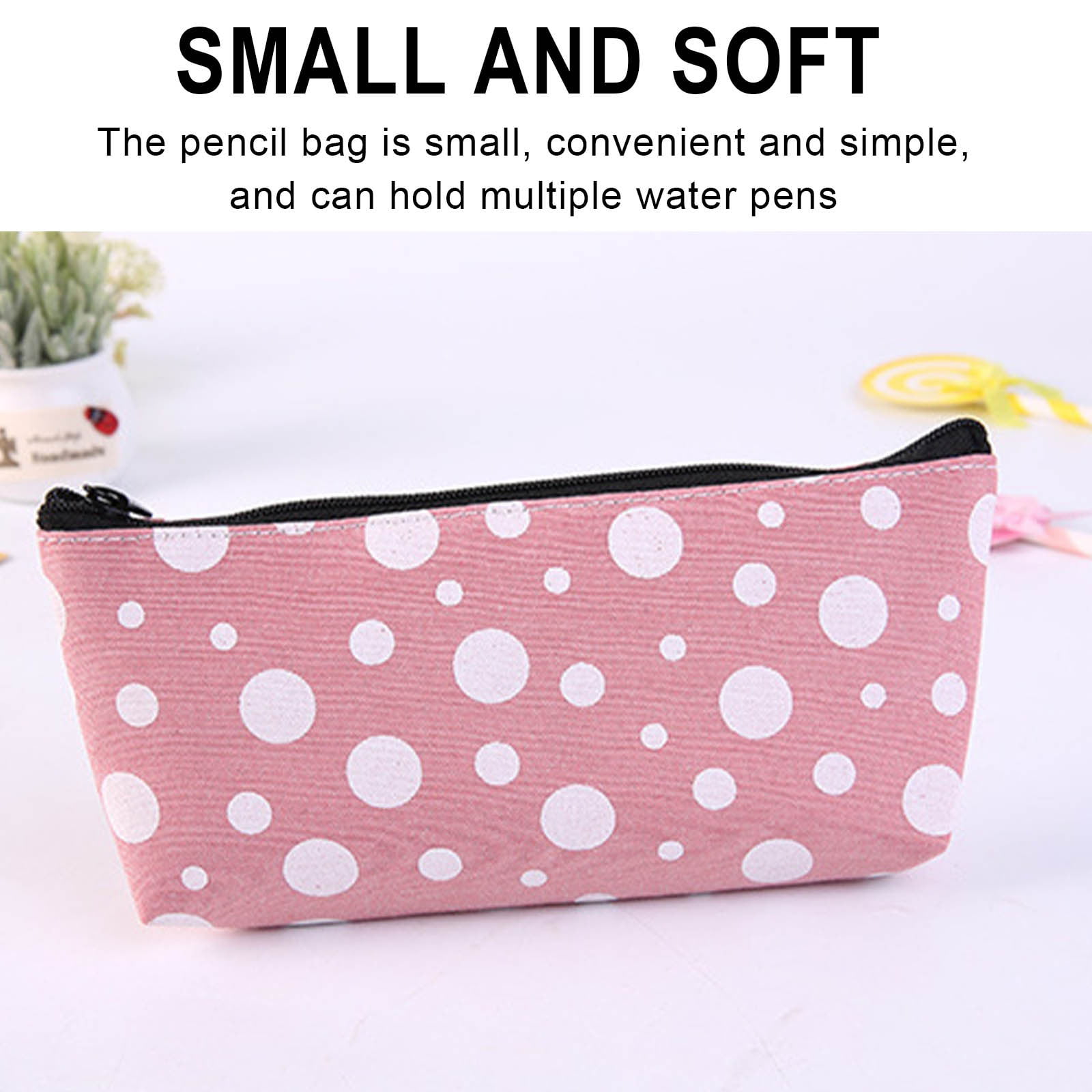 XMXY Large Capacity Pencil Case, Cute Circle Round Polkadot Pencil Box  Pouch with Compartments Portable Pencil Bags with Zipper for Teen Girl Blue  