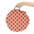 thumbnail image 2 of Vintage Round Floor Cushion with Handle, Abstract Pattern with Warm Toned Monochrome Lattice in Nostalgic Design, Pillow for Living Room & Dorms, 18" Round, Vermilion and White, by Ambesonne, 2 of 4