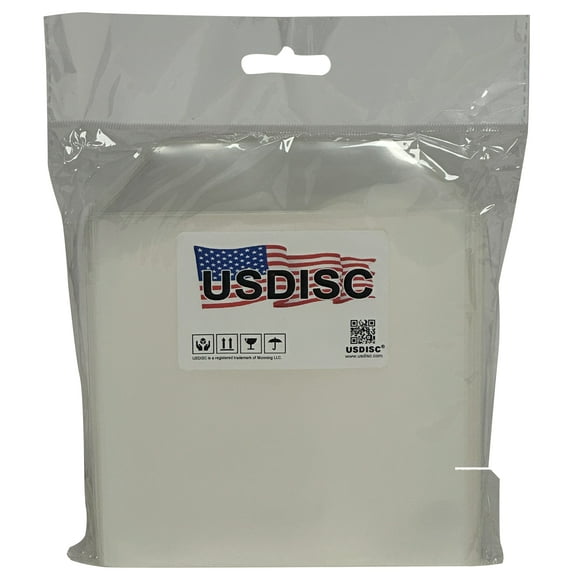 USDISC Plastic Sleeves 4mil 5.2 x 5.1, No Stitches, Clear, Pack Of 500