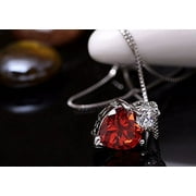 Ruby Heart Earrings and Necklace Jewelry Set
