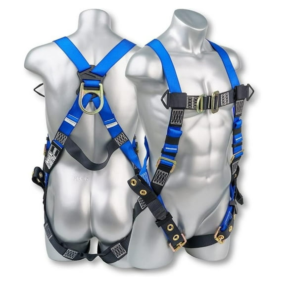 Palmer Safety Full Body Harness 5pt Adjustment, Front & Back D-Ring, Grommet Legs, and Fall Indicators