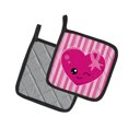 thumbnail image 2 of Breast Cancer Awareness Ribbon Heart Pair of Pot Holders, 2 of 2