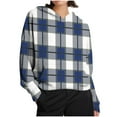 thumbnail image 2 of AGWOLF Knit Hoodies for Women Trendy Plaid Long Sleeve Pullover Sweater Fall Hooded Crewneck Sweatshirts, 2 of 7