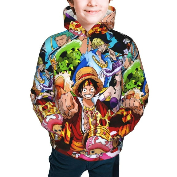 Anime One Piece Hoodie for Kids Teens M Pullover Sweatshirt Anime One Piece Merch for Boys Girls