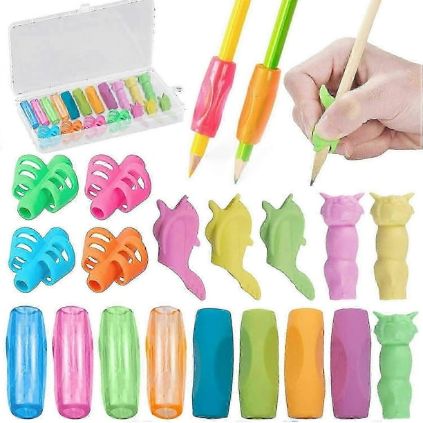 18 Pcs Pencil Grips for Children Handwriting, Pen Holder Training Grip Soft Silicone Ergonomic Corrector Writing Tool - For Left and Right Handed - Co