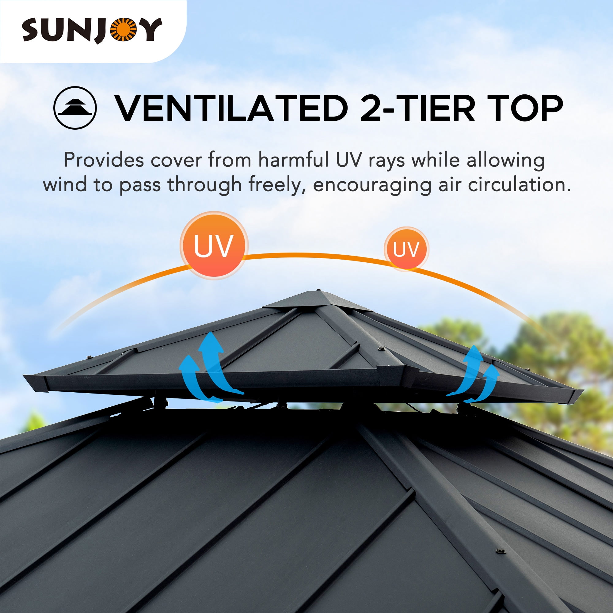 Sunjoy 10 ft. x 10 ft. Outdoor Gazebo with 2-tier Hardtop Roof