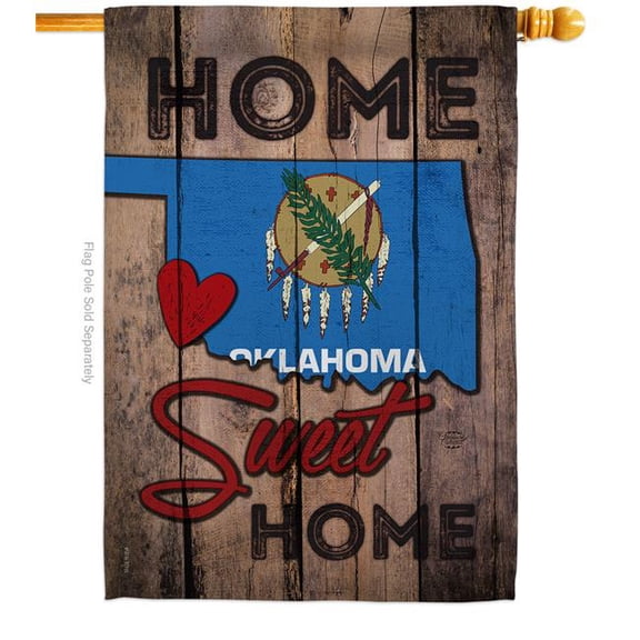 Ornament Collection H191127-BO 28 x 40 in. State Oklahoma Home Sweet American State Vertical House Flag with Double-Sided Decorative Banner Garden Yard Gift