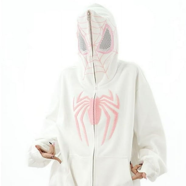 Sudadera con capucha de araña bordada Vintage para hombres y