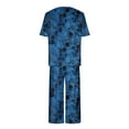 thumbnail image 6 of Atogsazn Women's Sleepwear Capri Pajama Sets Short Sleeve Two Piece Pjs Crew Neck Tops & Capri Pants with Pockets Navy L, 6 of 7