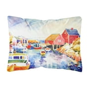 Carolines Treasures 6059PW1216 Boats at Harbour with a view Decorative   Canvas Fabric Pillow 12H x16W multicolor