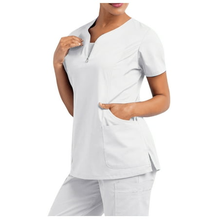 

Scrubs For Women Set Women s Short Sleeve V-Neck Pocket Care Workers T-Shirt Tops