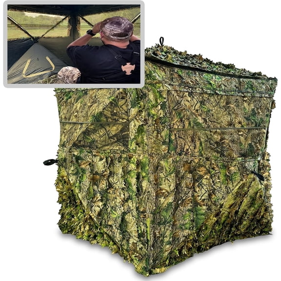 Ayin Tactical 3D Multi-Design Hunting Blind, 2 to 6 Person Capacity, Leaf Camo