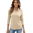 thumbnail image 4 of HAJWOH Womens Polo Uniform Shirts 3/4 Sleeve Uniform Top Casual Button Down Uniform Shirts 2026 New with Collar Golf Polo Shirt Comfy Blouse Khaki 2XL, 4 of 4