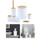 thumbnail image 4 of Juego de 7 accesorios de baño sencillos, jabonera, dispensador de loción, decorativo blanco, 4 of 7