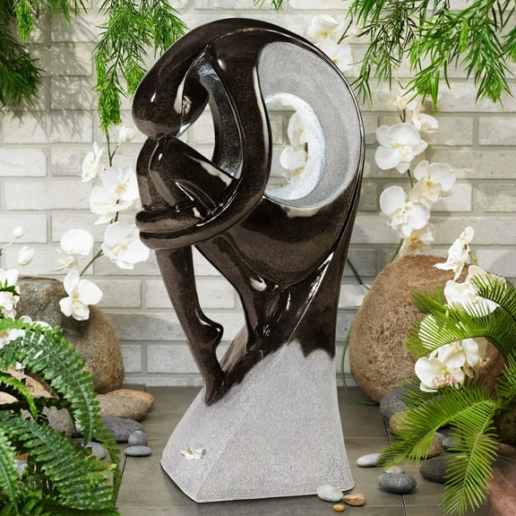 Graceful Form 43" High Large Modern Zen Indoor Outdoor Decor Resin Floor Fountain with Light LED Outside