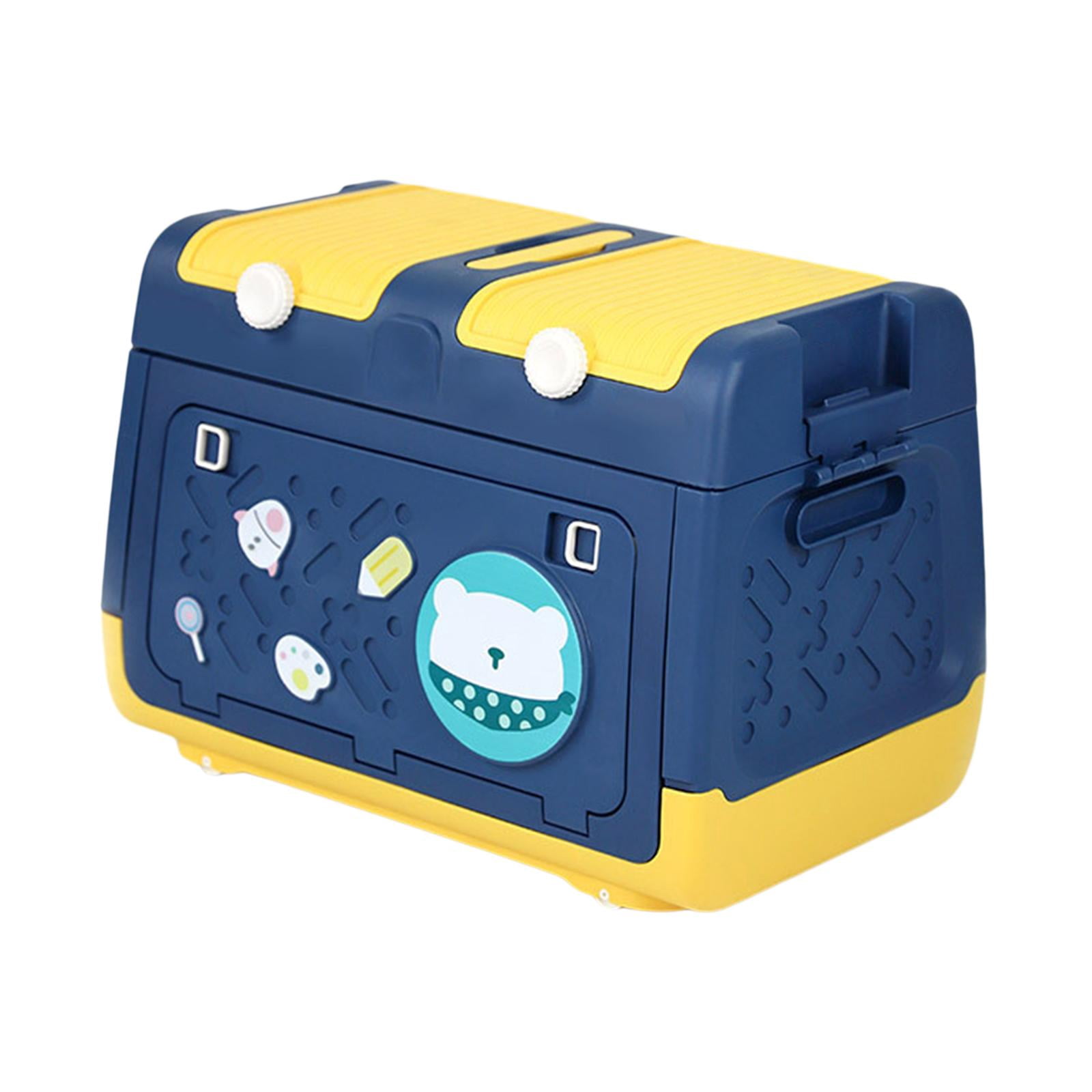 Fiocias Stackable Toy Storage Box with Wheels Organizer Bin Storage Case and Handles for Blue