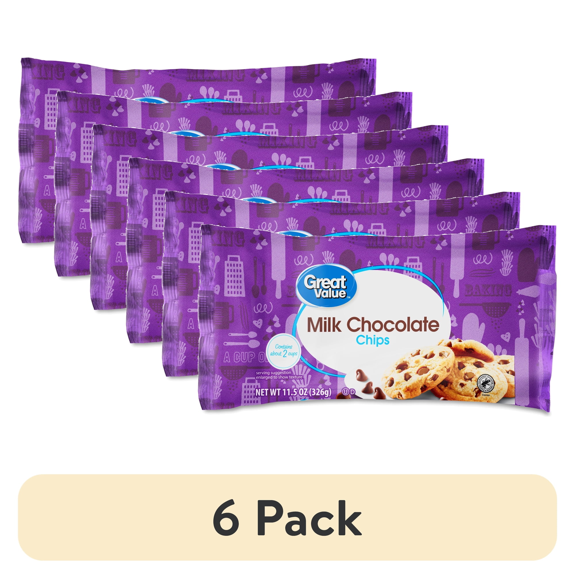 (6 pack) Great Value Milk Chocolate Baking Chips, 11.5 oz