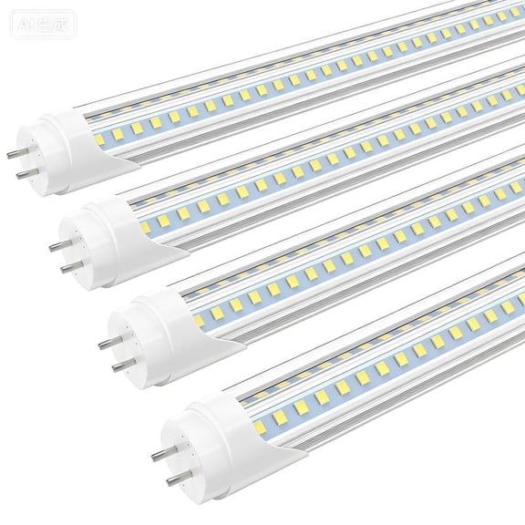 JESLED T8 LED Tube Light Bulbs, 4FT 28W 5000K,Dual-end Powered Ballast Bypass, V Shape, 4-Pack