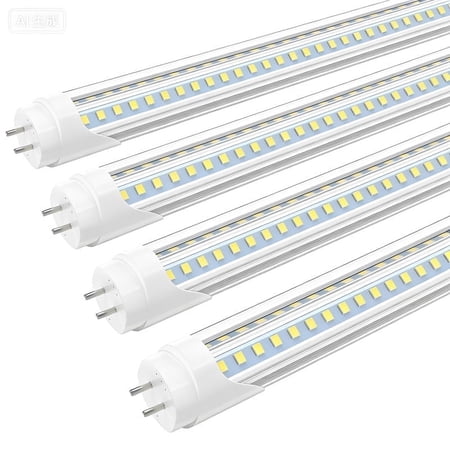 JESLED T8 LED Tube Light Bulbs, 4FT 28W 5000K,Dual-end Powered Ballast Bypass, V Shape, 4-Pack
