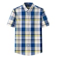 thumbnail image 3 of Holiday Shirt for Men Check Pocket Buckle Lapel Short Sleeve Mens Spring Shirt,Yellow,4XL, 3 of 3