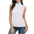 thumbnail image 2 of WonderWiz Sleeveless Turtlenecks for Women Tunic Plus Size Mock Neck Soft Tank Tops Basic Stretch Slim Fit Undershirts White XL, 2 of 5