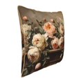 thumbnail image 2 of Fotbe Vintage Peonies Rustic Charm Pattern Velvet Decorative Throw Pillow Covers with Elegant Piping, Soft Plush Cushion Cover for Sofa, Bed, Car, Office-16"x16", 2 of 8