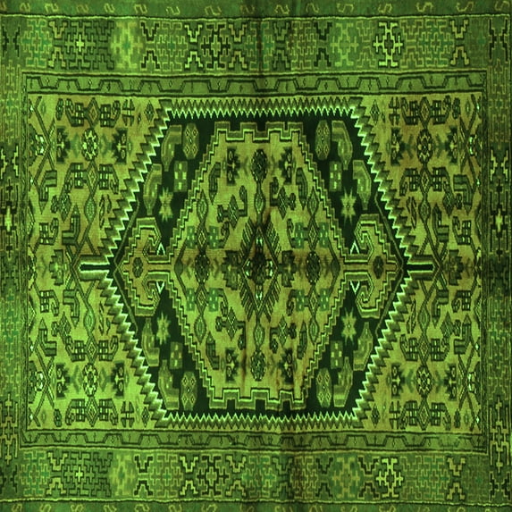 Ahgly Company Indoor Square Persian Green Traditional Area Rugs, 5' Square
