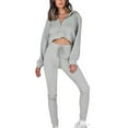 thumbnail image 2 of qolati Women's Two Piece Outfits Casual Zip Up Hooded Crop Tops and High Waist Skinny Pants Tracksuit Lounge Sets 2024 Long Sleeve Sweatsuit Y2k Fall Clothes, 2 of 7