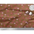 thumbnail image 3 of Soimoi Brown Georgette Viscose Fabric Lips & Lipstick Fashion Printed Craft Fabric by the Yard 42 Inch Wide, 3 of 3