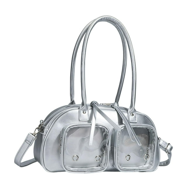 Bolso bandolera elegante para mujer con asa superior, bolso de mano para exteriores Plata