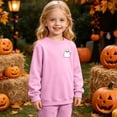 thumbnail image 4 of CAICJ98 Halloween Sweatshirt Toddler Pumpkin Ghost Pullover Kids Crewneck Long Sleeve Shirt Cute Spooky Season Tops Boys Girls Halloween Sweatshirt (Pink,4-5 Years), 4 of 9