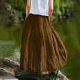 thumbnail image 3 of MORTTIC Maxi Skirt for Women Vintage Loose Fit with Pockets Elegant & Casual Solid Color Skirt for Spring/Summer, 3 of 4