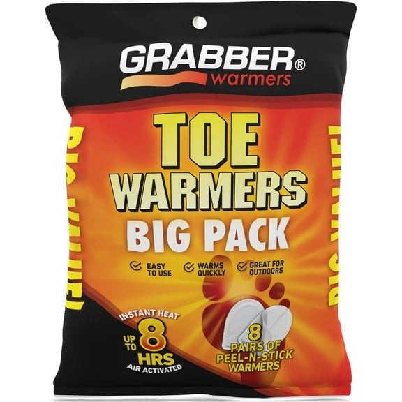 Grabber Warmers Big Pack Adhesive Toe Warmers, 8 Pairs,Tan,TWES8DISPLAYUSA