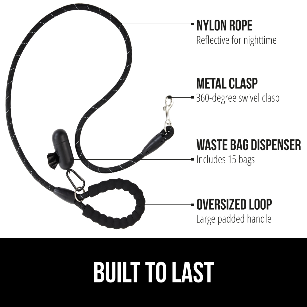 Gorilla Grip Heavy Duty Dog Leash with Waste Bag Dispenser photo 2