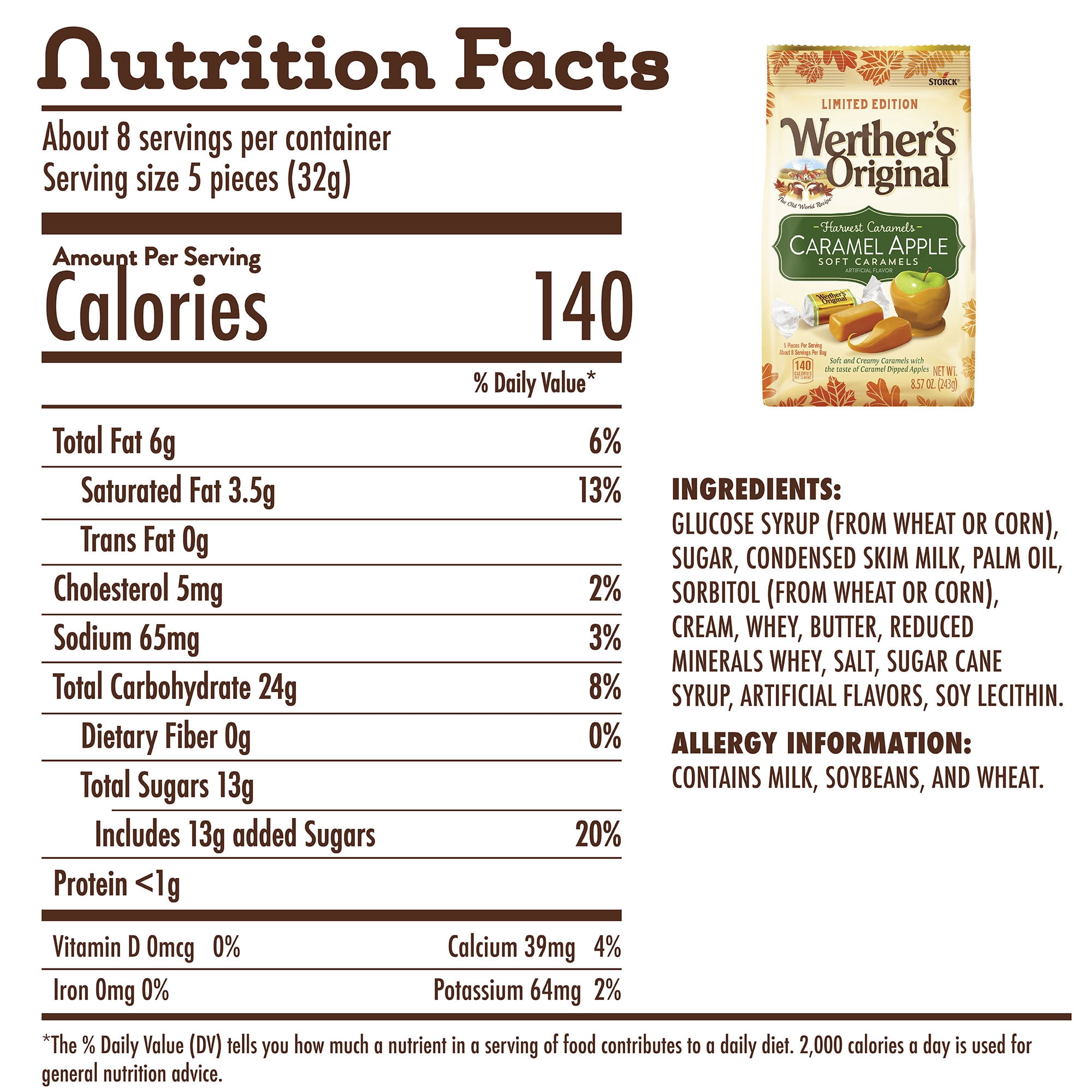 Werther's Original Harvest Caramel Apple Soft Caramel Candy, 8.57 oz.