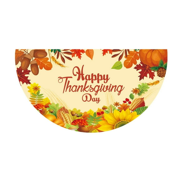 Fall Thanksgiving Semicircular Fan Flag Turkey Pumpkin Flag for Indoor Outdoor Decoration
