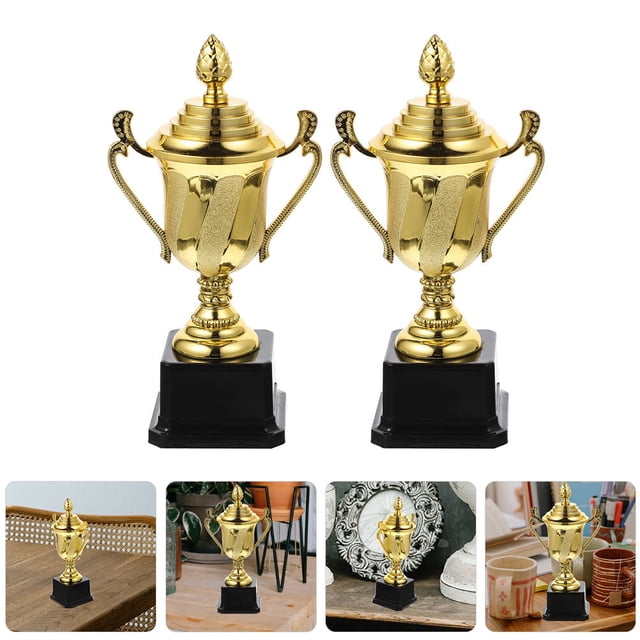 FESTFENDS 2Ud Trophies De Plástico Dorado Para Premiar En Competencias Y Eventos Deportivos